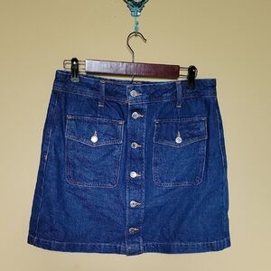 Denim Button-Front Skirt